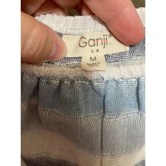 Ganji LA Striped Off The Shoulder Blouse Linen M - Picture 3 of 6